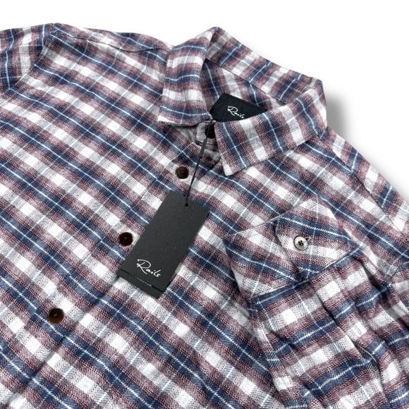 NWT Rails Forrest Flannel Shirt Mens Medium Dusk Berry Grey Plaid Cotton - $158 - Picture 4 of 12